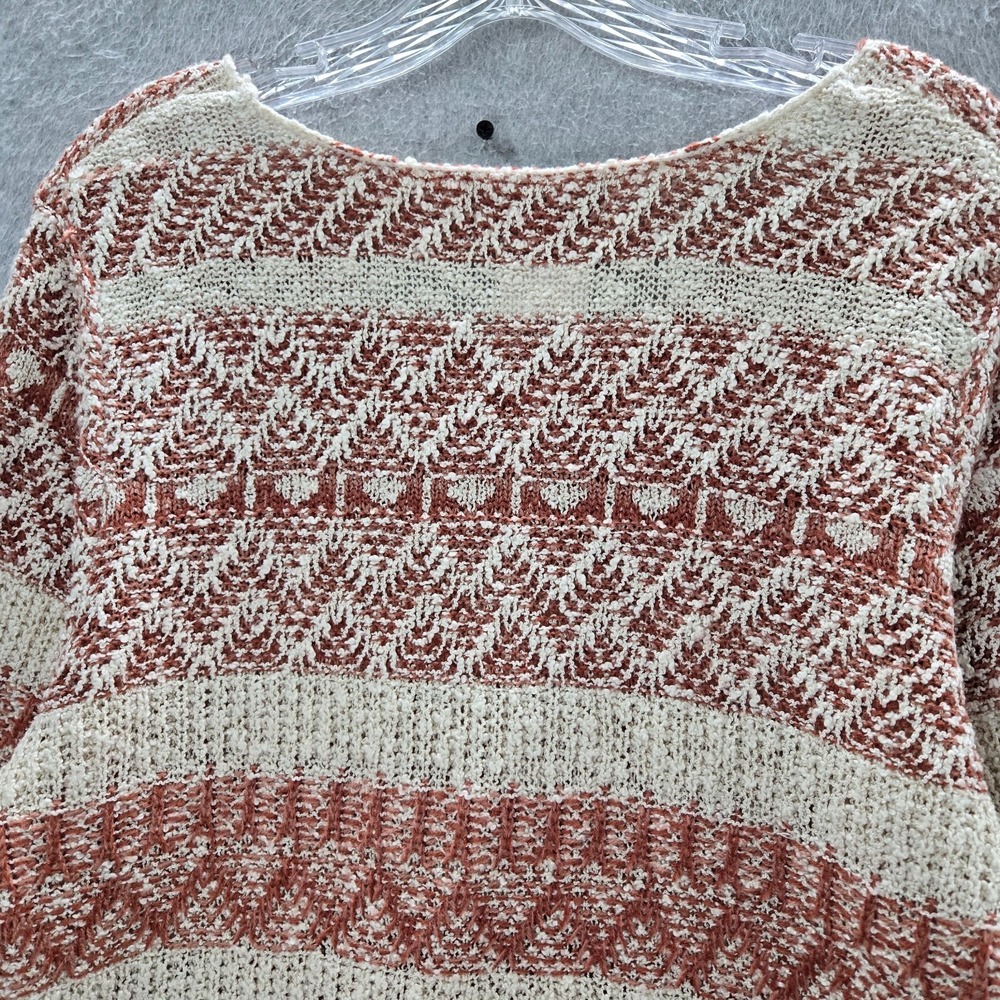 Knox Rose Women Sweater 2XL Brown Striped Pointelle Knit Beach Boho‎ - Picture 8 of 10